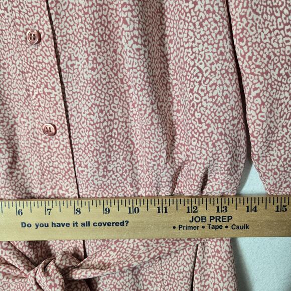 Rachel Parcell Fit & Flare Midi Shirtwaist Dress S Pink White Print Button Tie - Picture 14 of 16
